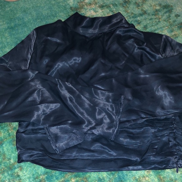 NWT Zara long sleeve silk crop top sapphire/royal - Picture 4 of 7